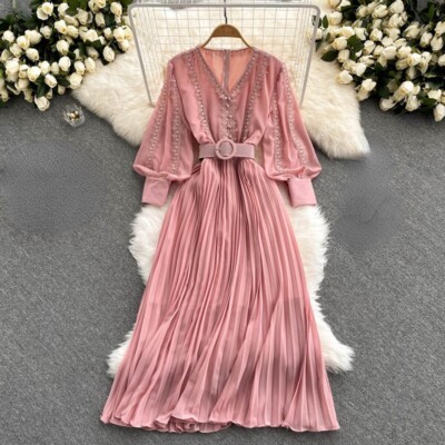 knee length dresses for ladies Floral Chiffon Midi Dress with Lining | Lightweight Smart Casual