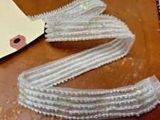 bead trim hand sewn sequins beads 3/4" glass 17.5"pc white