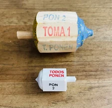 2 Pirinola Toma Todo 1 Wood  and 1 regular  plastic Mexican Traditional Toy