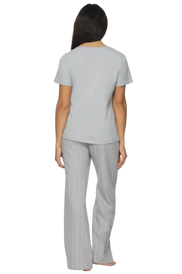 ¡NUEVO CON ETIQUETAS! Conjunto de pijama top y pantalón Felina para mujer talla L Mirielle manga corta cuello en V Foto 3 de 4