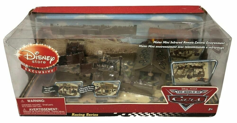 Disney Cars Tow Mater Playset w Exploding Roof Junkyard IR Remote