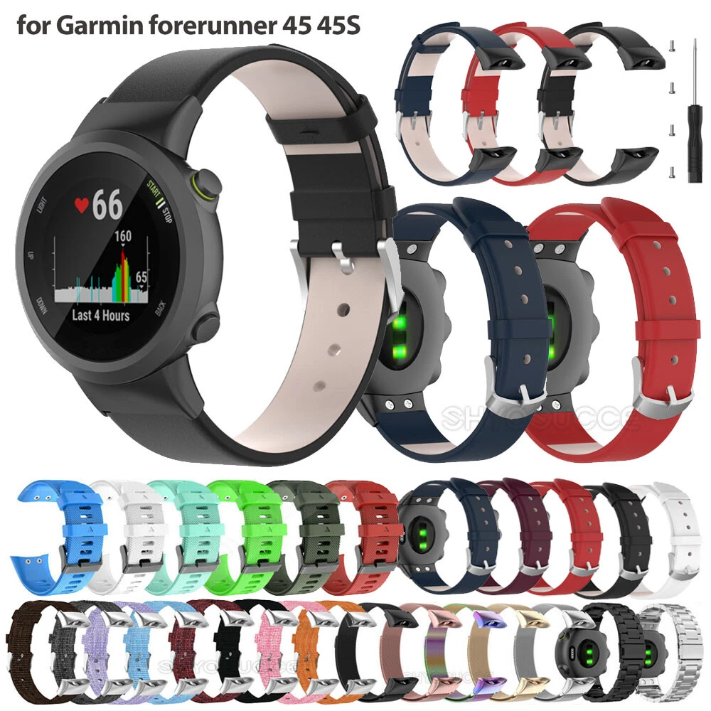 For Garmin Forerunner 45 45S Leather Stainless Steel Nylon Silicone Bracelet Rep