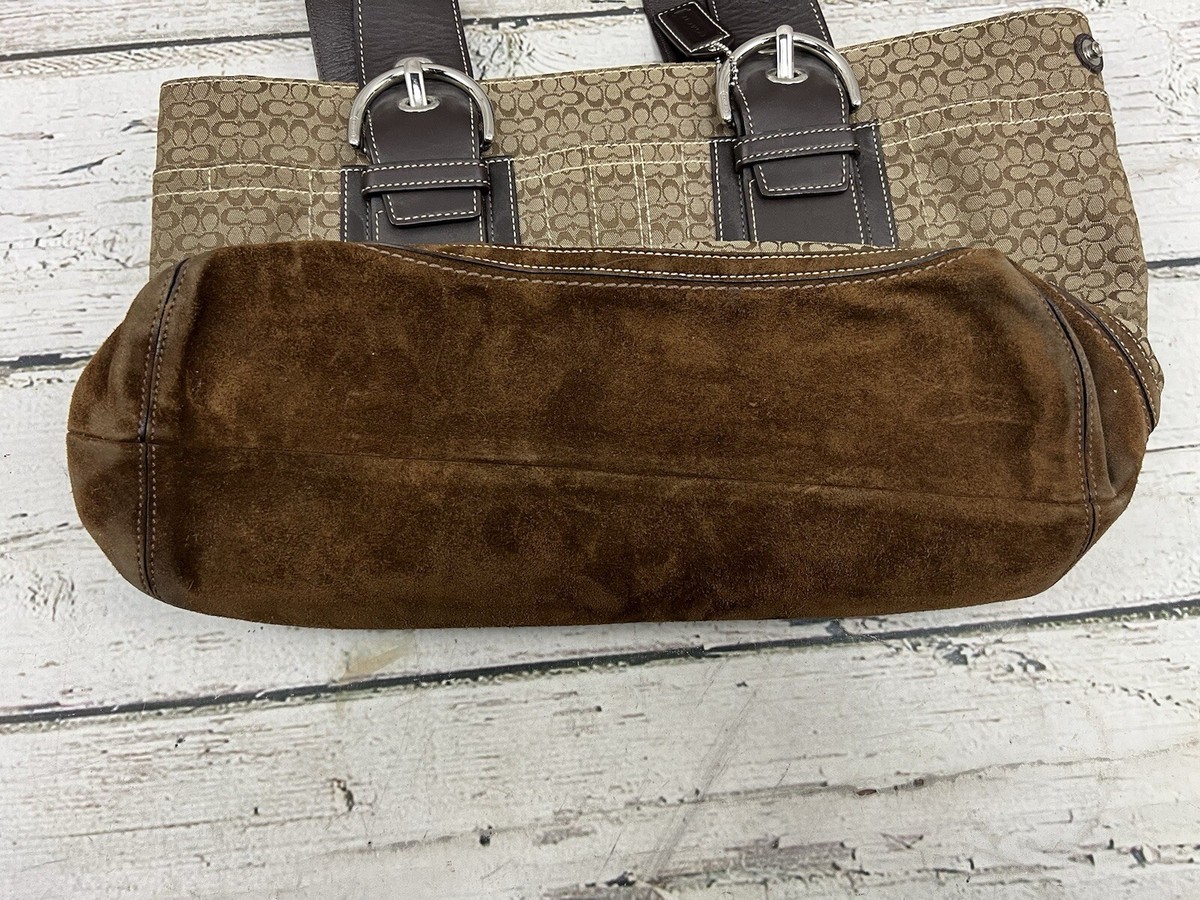 VTG Coach Jacquard Soho Signature Brown Suede Shoulder Bag VTG Coach Jacquard Soho Signature Brown Suede Shoulder Bag