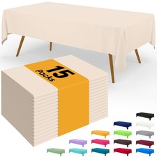 Smiry Disposable Table Cloth - 15 Pack, 54 x 108 54" x 108" - 15 Packs, Ivory