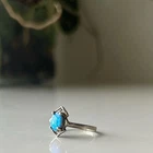 Vintage Sterling Silver And Blue Opal Ring 5.5