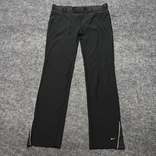 VINTAGE Nike Y2K Track Pants Womens Medium 8-10 Black Dri Fit Performance Gym