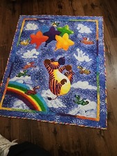 Rainbow Zebra Winky Wheelers Double Sided Blanket Bright Colorful Handmade Quilt