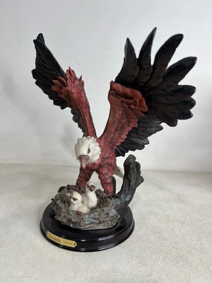 The Leonardo Collection Eagle Statue Figurine with Eaglets in Nest 12'' Vtg
