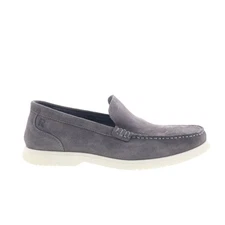 Rockport Jensen Mens Gray Suede Slip On Loafers & Slip Ons Casual Shoes