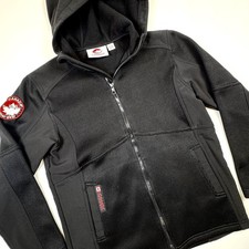 Canada Weathergear Jacket Youth Large 14-16 Black Hooded Full Zip Fleece Logo