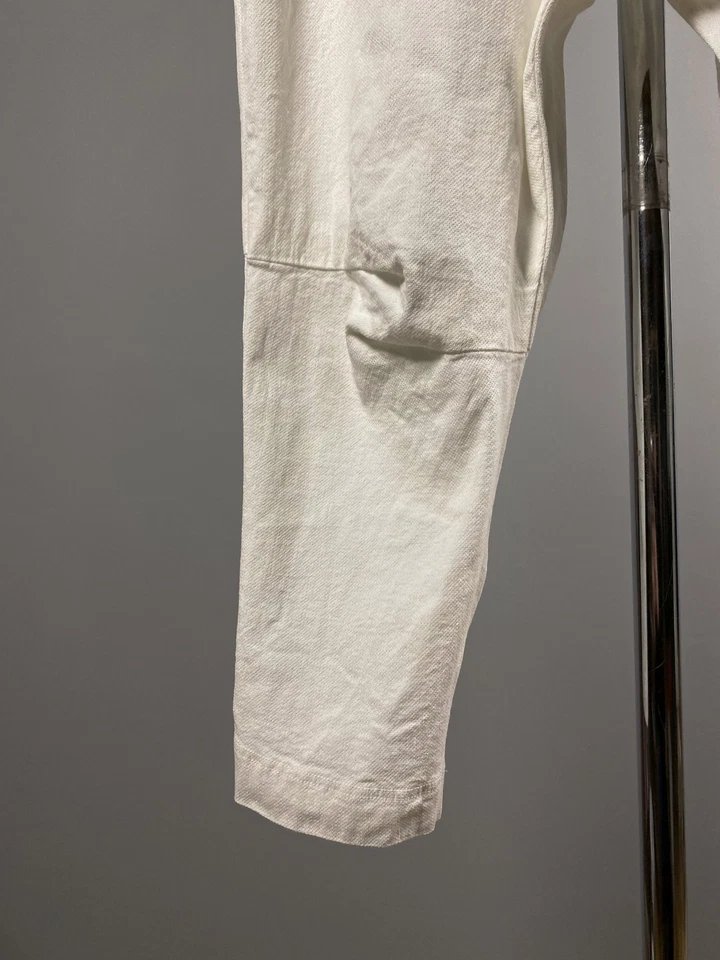 Rundholz Womens White Black Linen Lagenlook Stretch Zip Trousers Pants Size M - Image 3 of 4