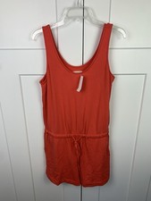 NWT Lou  Grey Signaturesoft sleeveless romper MEDIUM coral orange Pocket Lounge
