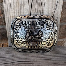 Cowboy Trophy Rodeo Style Belt Buckle with team roper