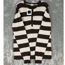 Y2K Guess by Marciano Men's Striped Long Sleeve Button Henley Knit Sweater L