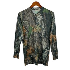 Cabelas Base Layer Long Sleeve Shirt Men's M Green Camo X-Static Top USA