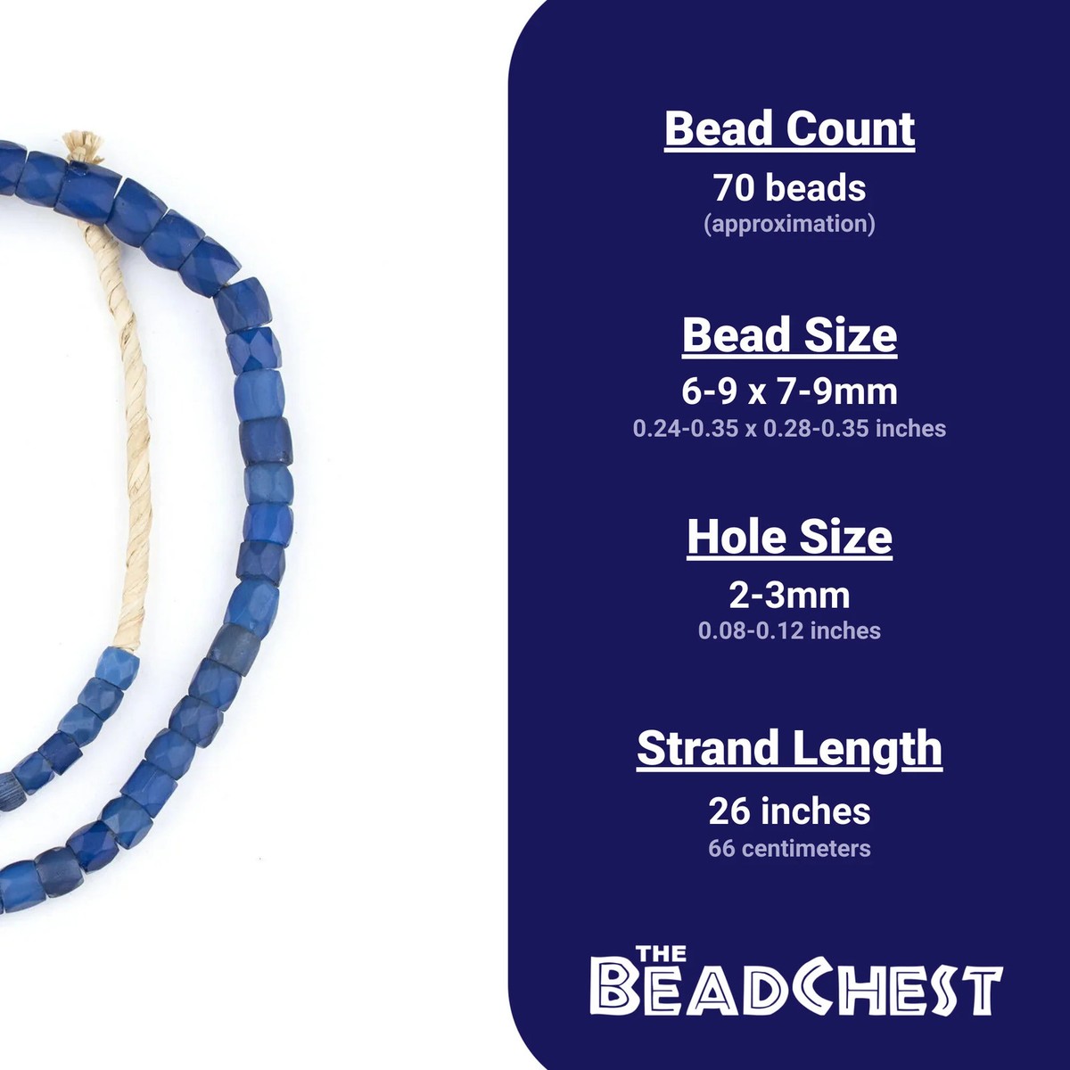 Dark Faceted Russian Blue Glass Trade Beads 7-9mm Ghana African