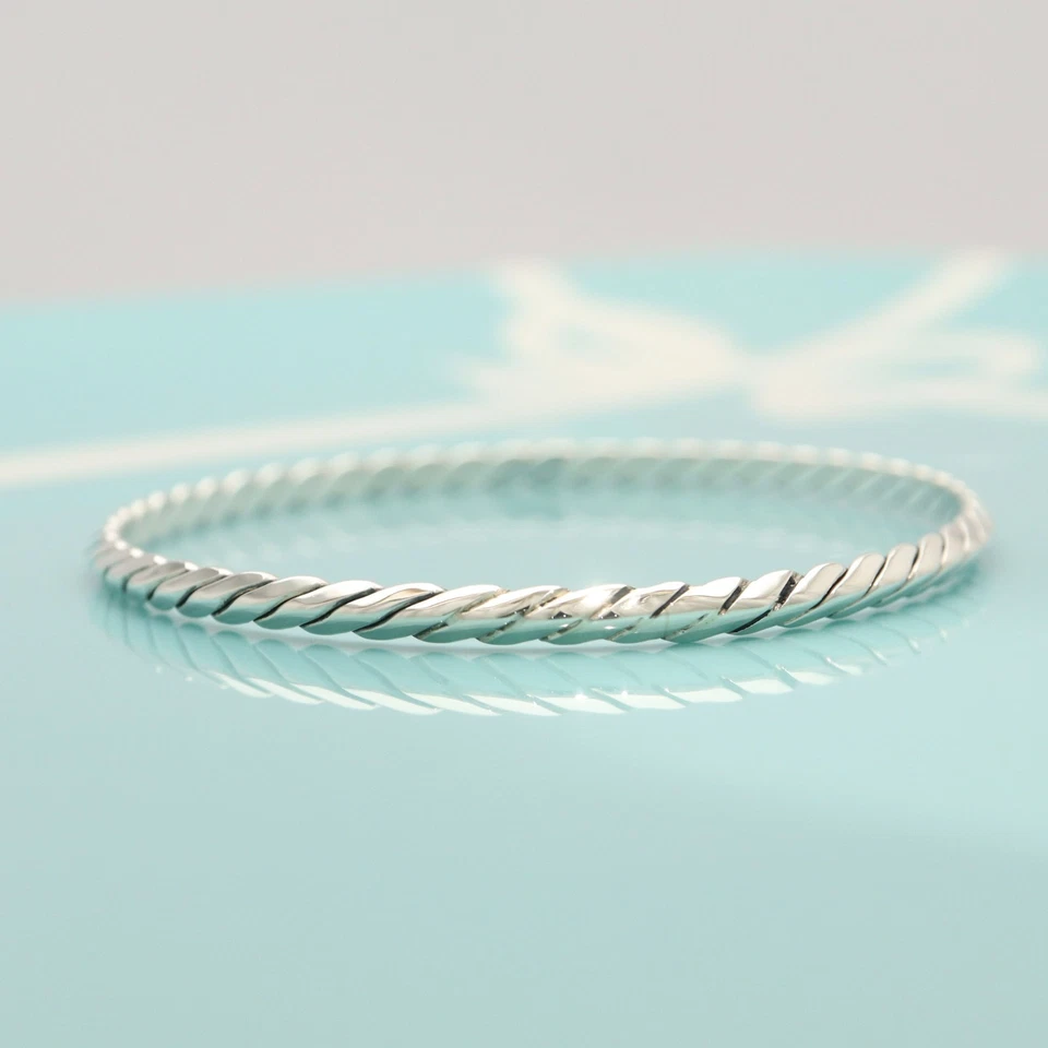 Tiffany & Co. Brazalete Brazalete Borde Cuchillo Torcido 7.6" Plata de Ley 925 Foto 4 de 4