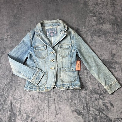 Arizona Jean Co Girls Denim Jacket Blazer Light Wash Sz M 10-12 NWT Vtg Style