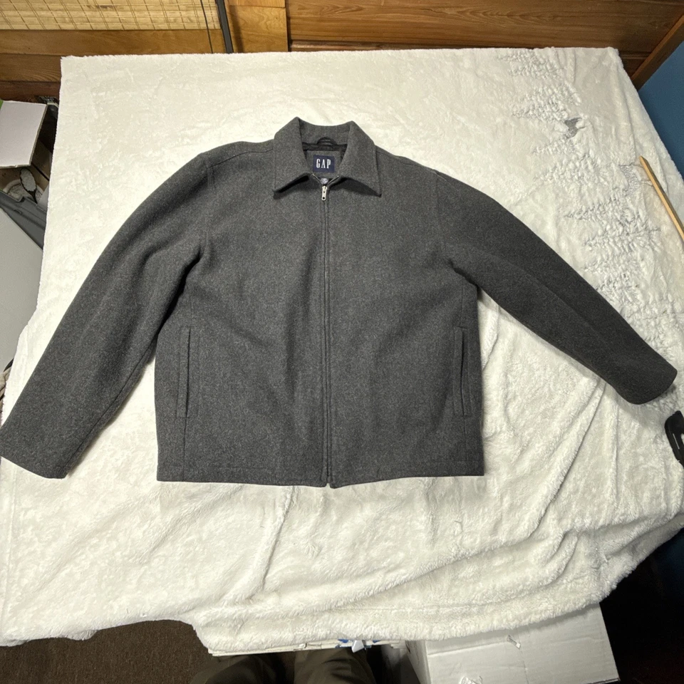 Abrigo Chaqueta Gap Para Hombres Talla XL Mezcla Lana Carbón Bolsillos Cremallera Completa Acolchado Interior Foto 2 de 4