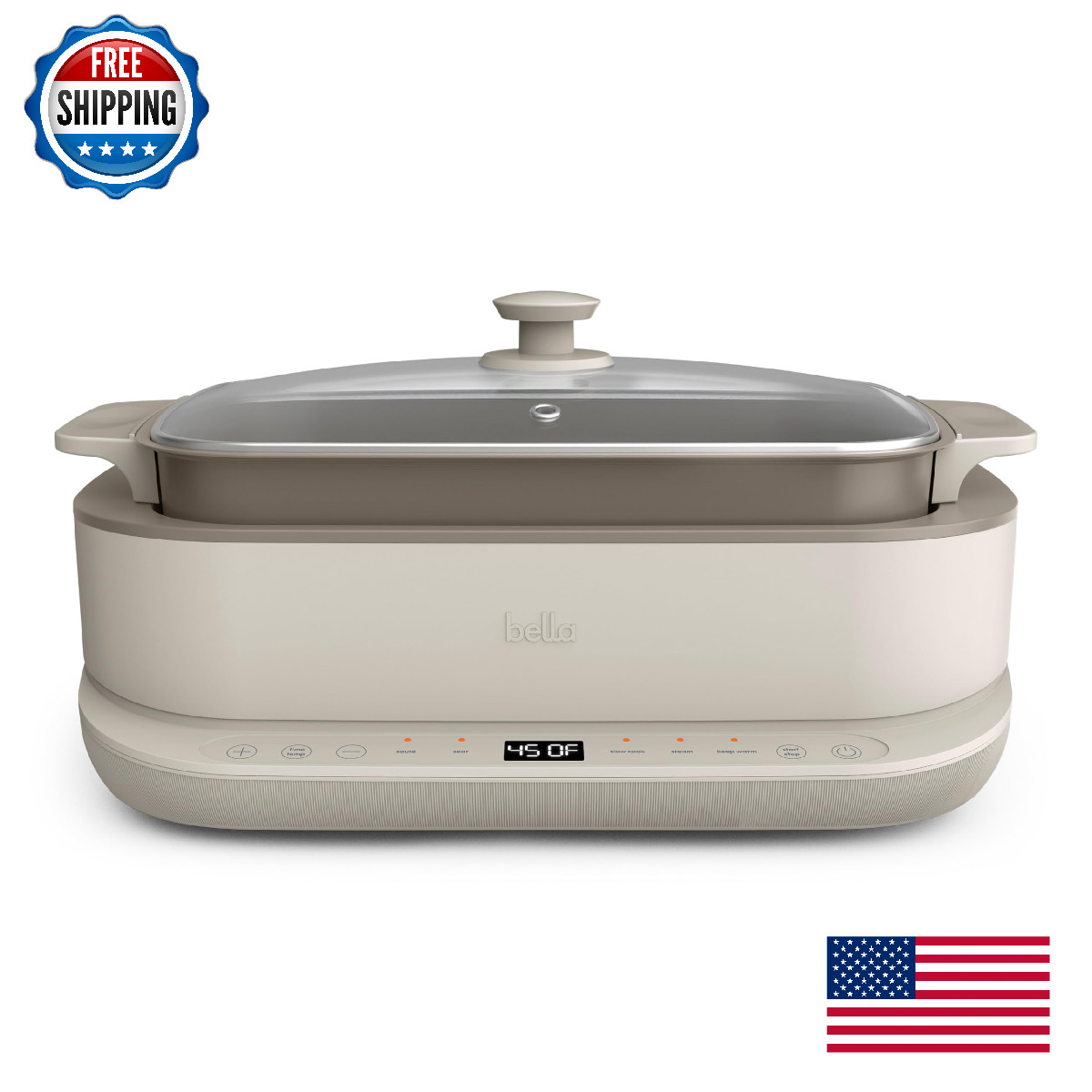 bella 6 QT Multi-Cooker, Ceramic Nonstick, 4-in-1: Sear, Sau