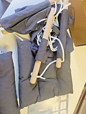 Columpio para bebé de Cateam - Silla de asiento colgante de madera gris lona para bebé (A19)