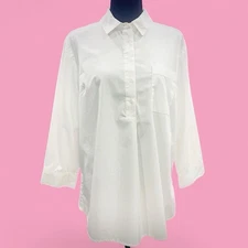 CATO Basic White Tunic Pull Over Blouse Size XL