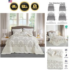 Oversized King Bedspread 128x120 Extra Wide - Lightweight Bedding Cover - Bea...