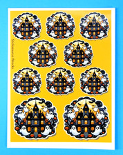 Halloween Haunted House Yellow Backing Sticker Sheet