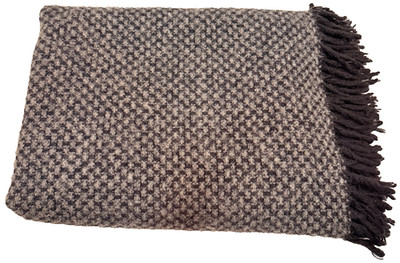 Klippan Sweden Gray Wool Blanket Throw Textured Fringe Scandinavian MCM 52x68