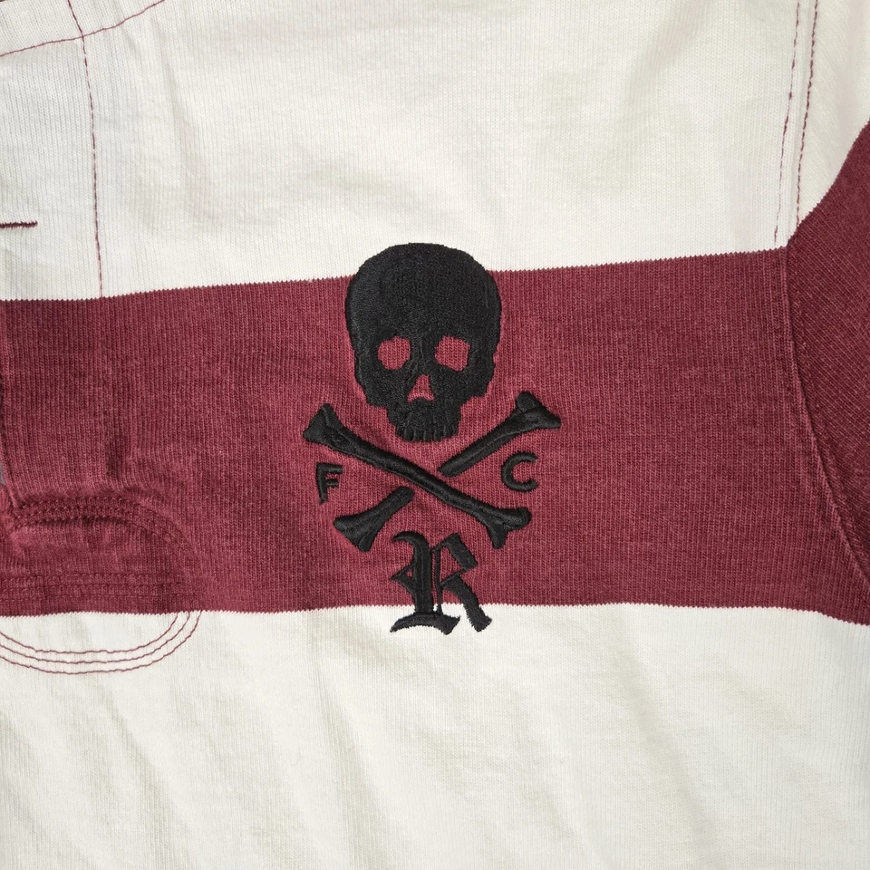 Camisa Rugby Ralph Lauren Para Hombres Grande Roja Blanca Rayas Polo Calavera Bordada Preparación Foto 3 de 4