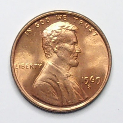 1969 S Lincoln Memorial Penny ONE Uncirculated Coin from Original Bank Roll