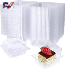 Jizvxe 100 Pack Clear Plastic Square Hinged Food Container,Disposable Plastic to