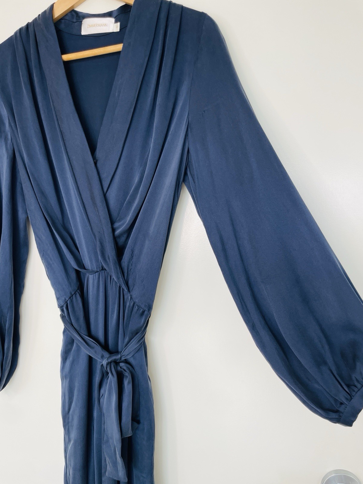 Zimmermann Jumpsuit Size 0 AU 8/US 4 Sueded Silk Indigo Wide Leg Belted Elegant