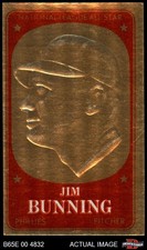 1965 Topps Embossed #17 Jim Bunning Phillies HOF 5 - EX
