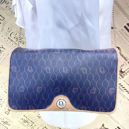 Sac bandoulière Christian Dior cuir pvc authentique noir marron femme France 115916