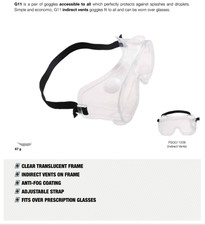 Bolle Non-impact Splash Safety Goggles - Packs of 5/10