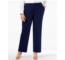 Kasper Womens Blue High Rise Work Wear Straight Wide Leg Pants Size 12 NEW