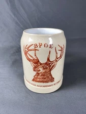 Uncommon Vintage Stoneware B.P.O.E. Elks Lodge Mug Cup Stein BPOE