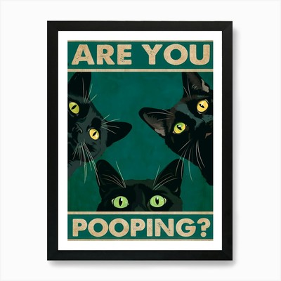Funny Bathroom Are You Pooping Funn Framed Wall Art Poster Canvas Print Picture