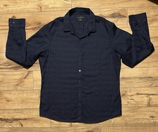 Marc Anthony Mens Slim Fit Button Up Dress Shirt Size XL Dark Blue
