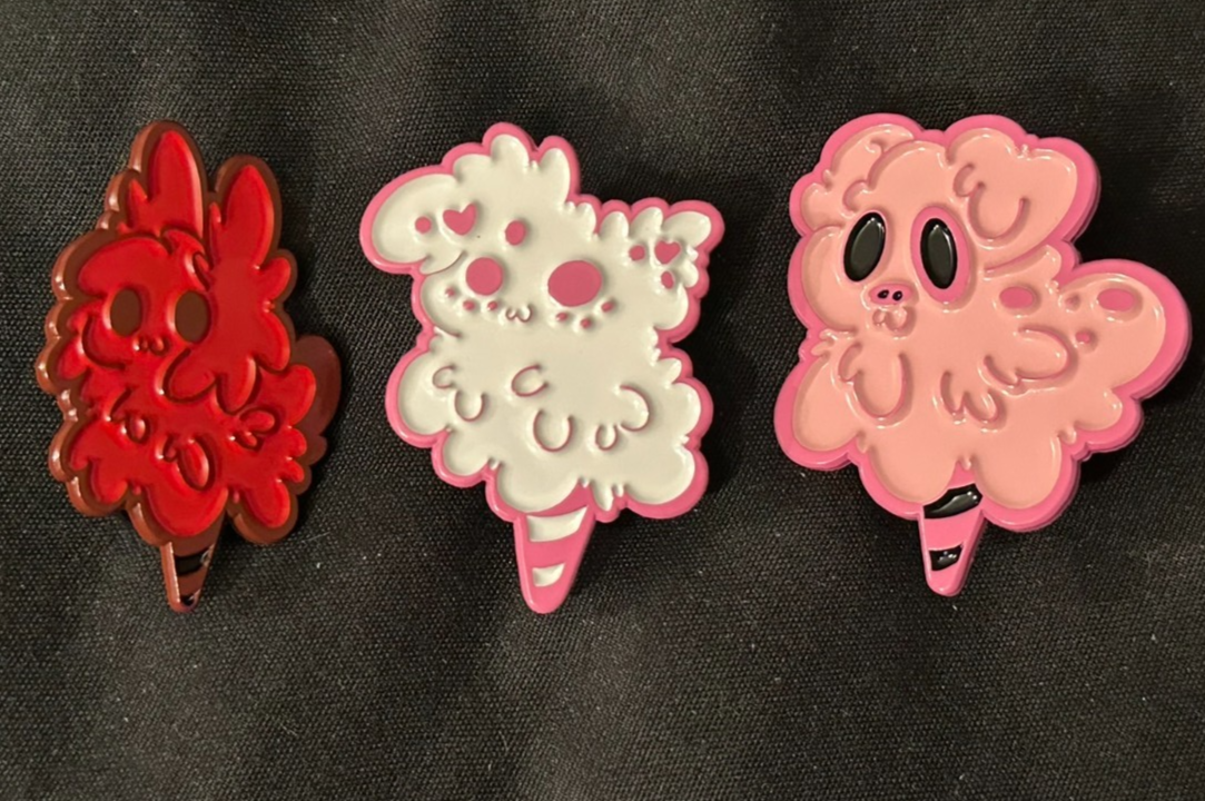 Fanmade Hazbin Hotel Angel Dust Alastor Fat Nuggets Cotton Candy Enamel Pin Set