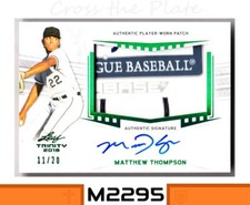 1-2019 LEAF TRINITY GREEN PATCH AUTO MATTHEW THOMPSON WHITE SOX 11/20 #PA-MT1