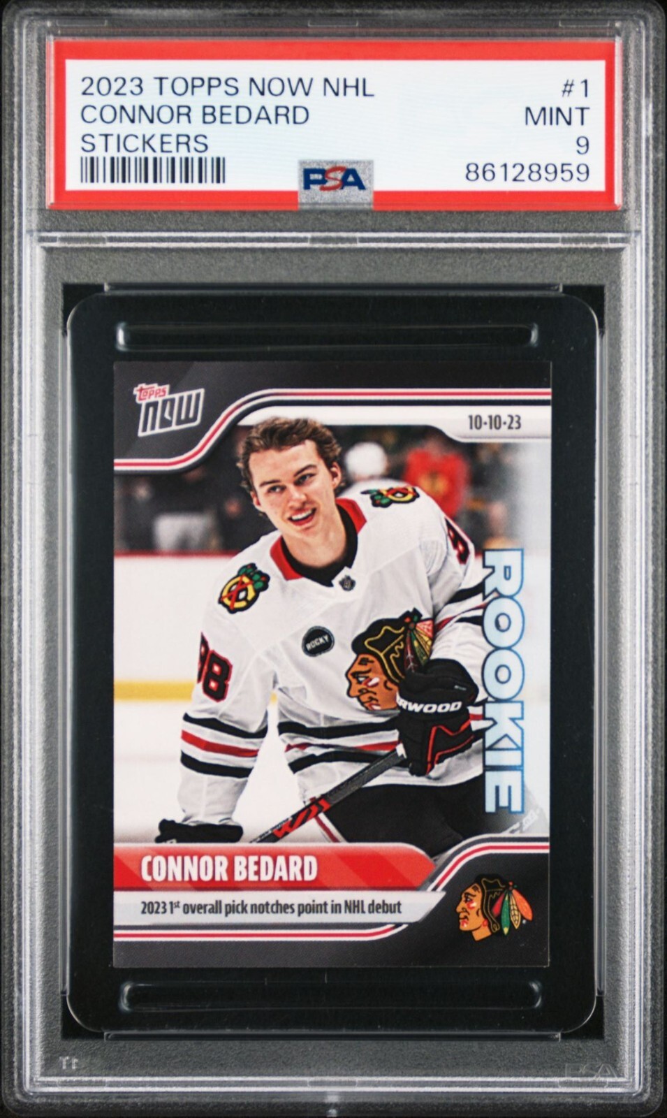 2023 Topps Now NHL Debut Sticker #1 Connor Bedard RC Rookie PSA 9 Mint QTY view 5