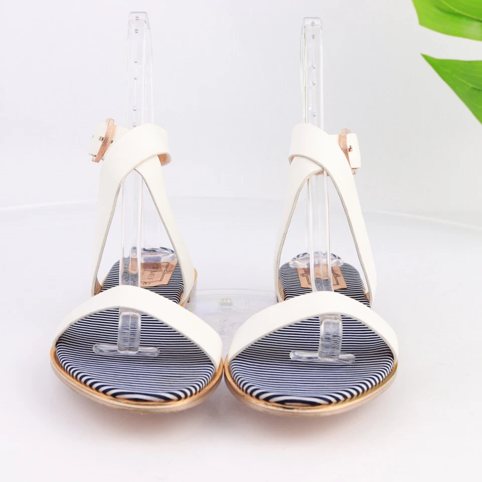 Ted Baker Mujer Qeredas Sandalia Talla 40.5 10 Cuero Blanco Correa al Tobillo Zapato Plano Foto 3 de 4