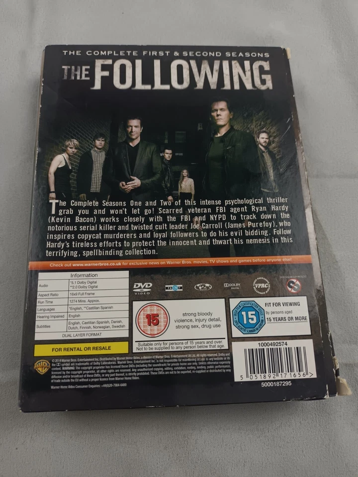 The Following Complete First & Second Season Box Set Kevin Bacon Thriller Reg 2 - image 2 of 4