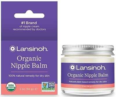 Lansinoh Organic Nipple Balm for Breastfeeding and Dry Skin, 2 oz Jar EXP 1-2028