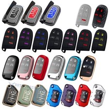 Abstpu Key Fob Cover Shell Case For Jeep Grand Cherokee Jlu Jt Dodge Charger