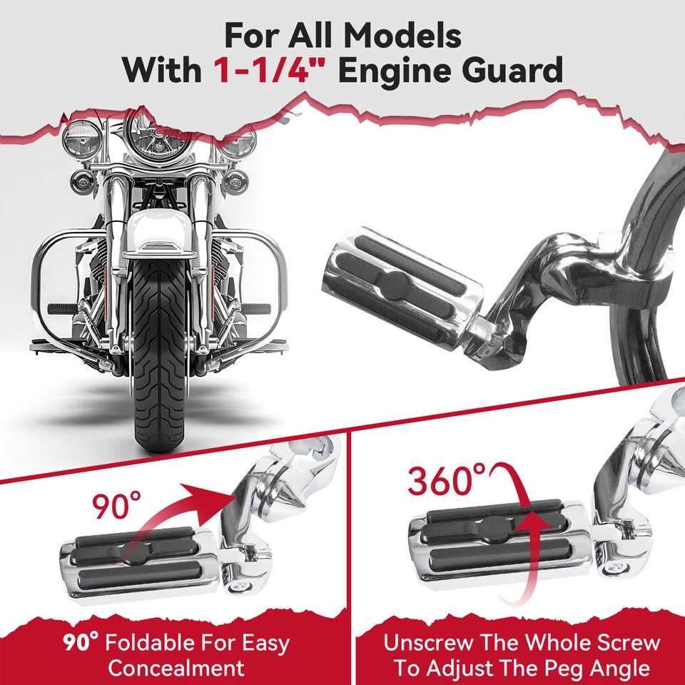 Pinos de motocicleta para estrada Harley Touring Road King Steet Glide barra 1-1/4" - Imagem 4 de 4