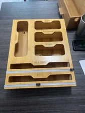 Ziplock Bag Storage Organizer - 6 in 1 Wrap Dispenser with Cutter