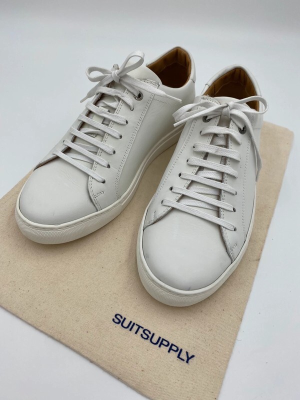 Men Suitsupply White Sneaker Grained Calf Leather Size EU41 UK7 US8 image 4